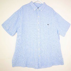 NWOT Vineyard Vines by Shep & Ian 100% Linen Classic Fit Tucker Shirt, Blue 2XLT